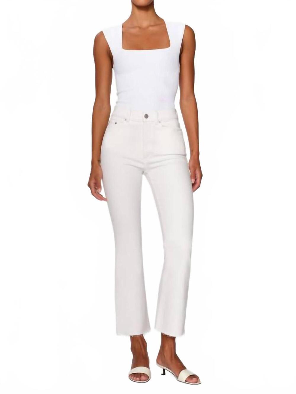 NEW DL1961 - WOMEN'S bridget boot high rise instasculpt crop jeans in white - Picture 1 of 5
